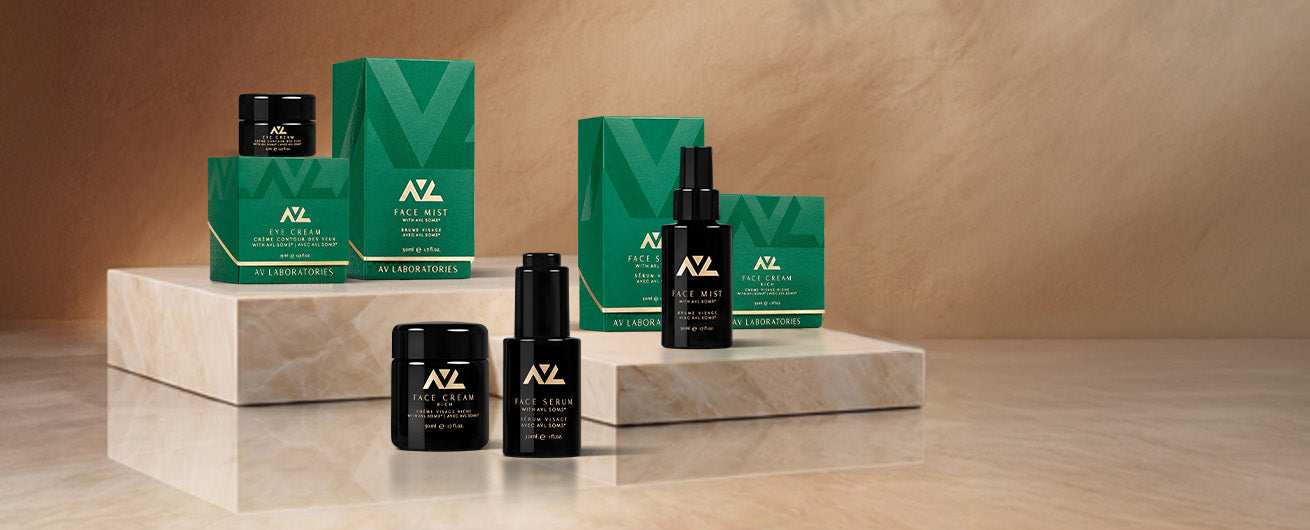 AVL skincare product lineup